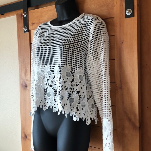 White Lace Crop Knit - Picture 3 of 5